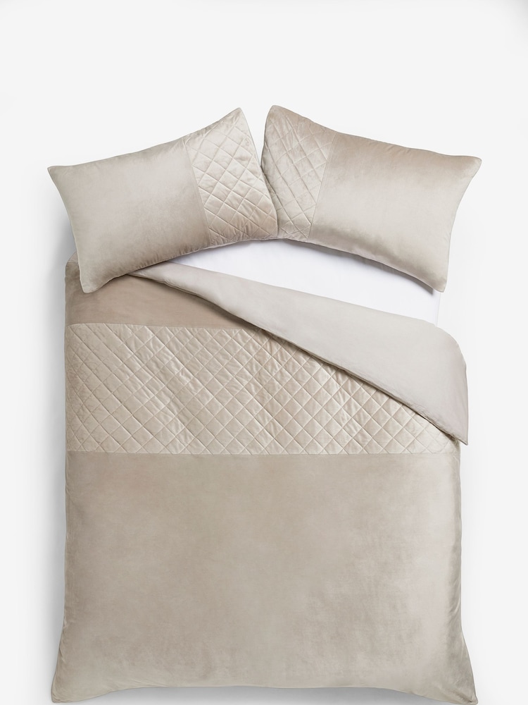 Champagne Hamilton Velvet Duvet Cover And Pillowcase Set - Image 1 of 2