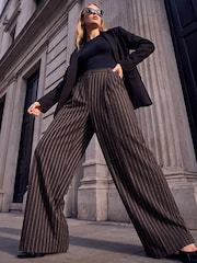 Roman Brown Pinstripe Trousers - Image 1 of 4