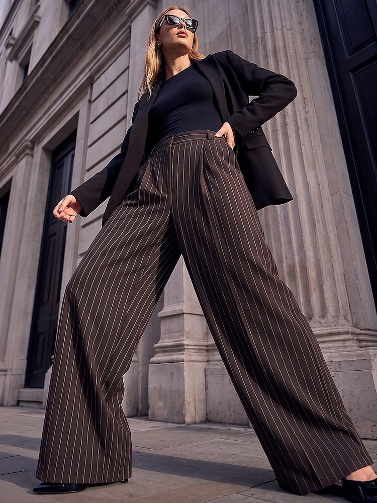 Roman Brown Pinstripe Trousers - Image 1 of 4