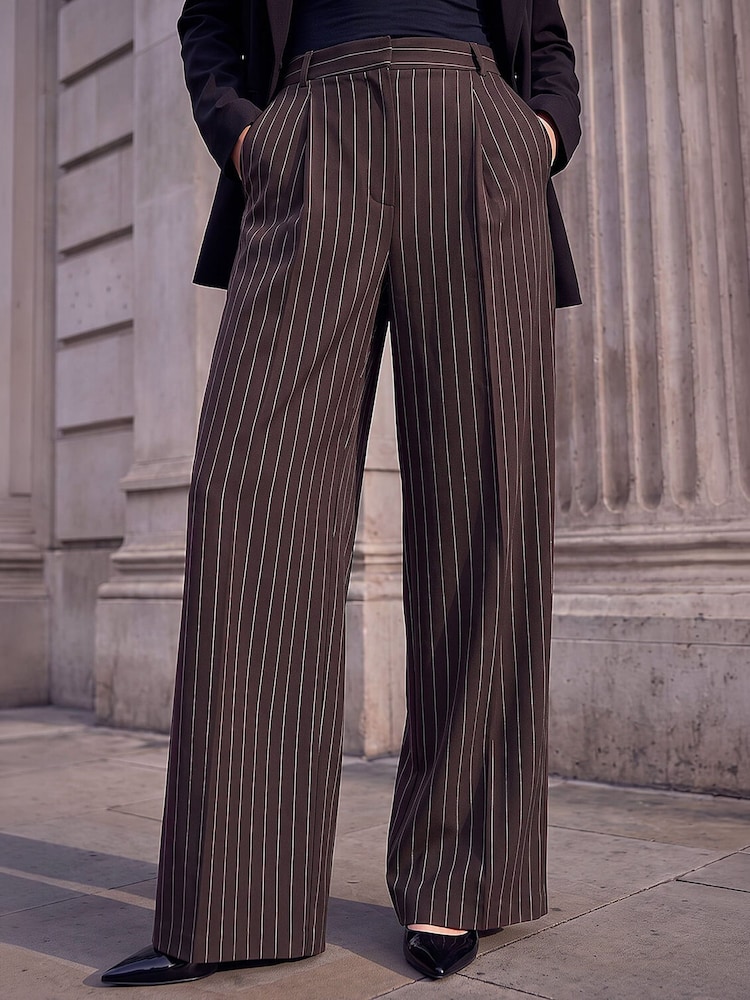 Roman Brown Pinstripe Trousers - Image 2 of 4