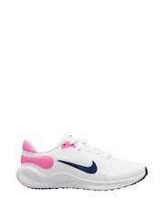 Nike White/Pink Youth Revolution 7 Trainers - Image 1 of 12