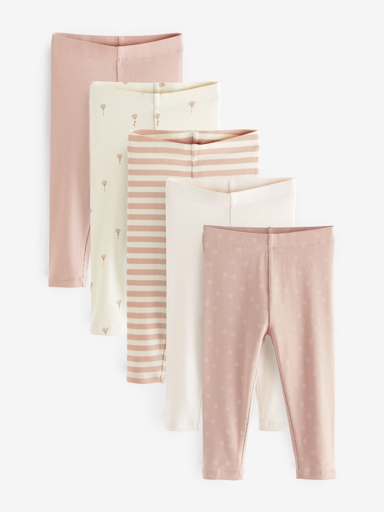 Nežno roza - Ženski jersey gamaše 5 paket (3mths-7yrs) - Slika 1 iz 3