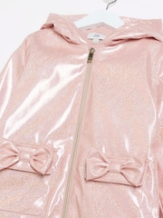 River Island Pink Mini Girls Glitter Hooded Rain Jacket - Image 3 of 4