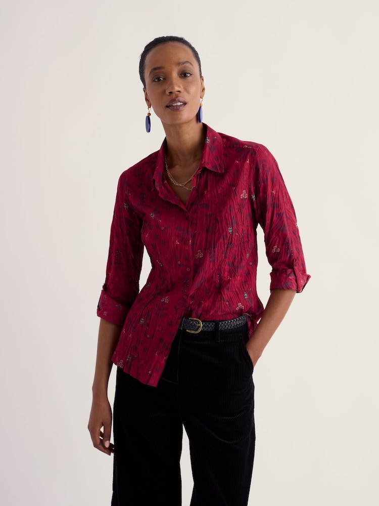 Seasalt Cornwall Red Larissa Cotton Crinkle Shirt - Image 1 of 6 Seasalt Cornwall Red Larissa Cotton Crinkle Shirt - Image 1 of 6