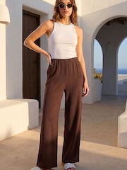 Roman Brown Petite Textured Trousers - Image 1 of 4