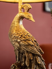 Black/Gold Peacock Table Lamp - Image 3 of 5
