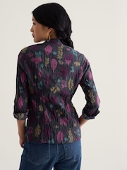 Seasalt Cornwall Dark Charcoal Grey Larissa Cotton Crinkle Shirt - Image 3 of 6