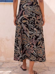 Roman Modern Pejzli dezen Print Midi Elastično Suknje - Slika 4 od 5