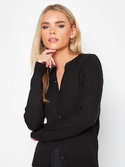 PixieGirl Petite Black Button Down Crew Neck Cardigan - Image 1 of 4