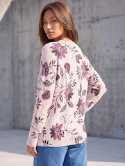 Roman Pink Printed V-Neck Knit Jumper - Image 2 of 4