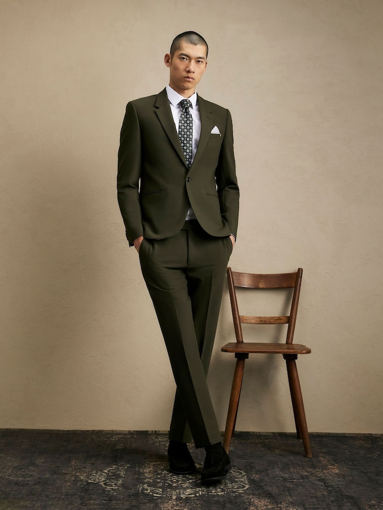 River Island Green Skinny Fit Suit Trousers - Image 1 of 4