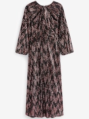 Black/Pink Long Sleeve Twist Sequin Midi Dress - Image 5 of 6