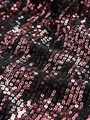 Black/Pink Long Sleeve Twist Sequin Midi Dress - Image 6 of 6