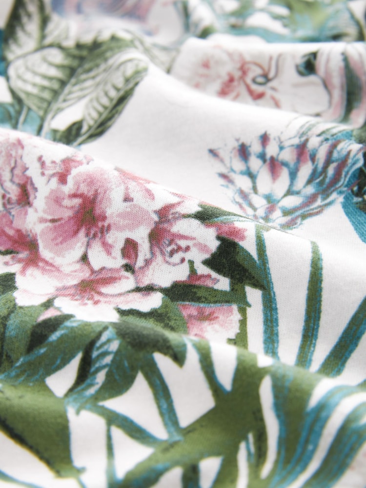 Ecru Floral 100% Cotton Long Sleeve Pyjamas - Image 10 of 10