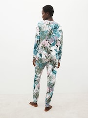 Ecru Floral 100% Cotton Long Sleeve Pyjamas - Image 2 of 10