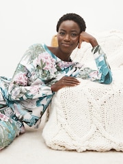 Ecru Floral 100% Cotton Long Sleeve Pyjamas - Image 3 of 10