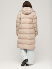 Superdry Grey Hooded Longline Puffer Jacket - Image 2 of 6