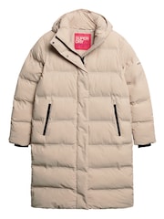 Superdry Grey Hooded Longline Puffer Jacket - Image 4 of 6