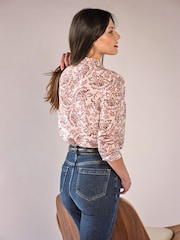 Pure Collection Brown Washed Silk Loose Fit Shirt - Image 2 of 3
