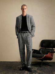 River Island Grey Relaxed Fit Check Suit Trousers - Image 1 of 4