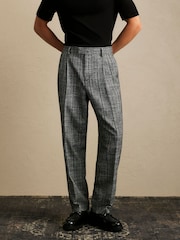 River Island Grey Relaxed Fit Check Suit Trousers - Image 2 of 4