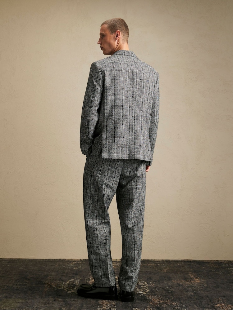 River Island Grey Relaxed Fit Check Suit Trousers - Image 4 of 4