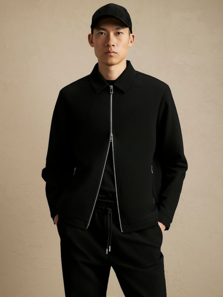River Island Black Textured Track Jacket - Image 1 of 4 River Island Black Textured Track Jacket - Image 1 of 4