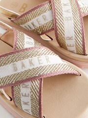 Baker by Ted Baker Girls Woven and Metallic Wedge Sandals - Image 6 of 6