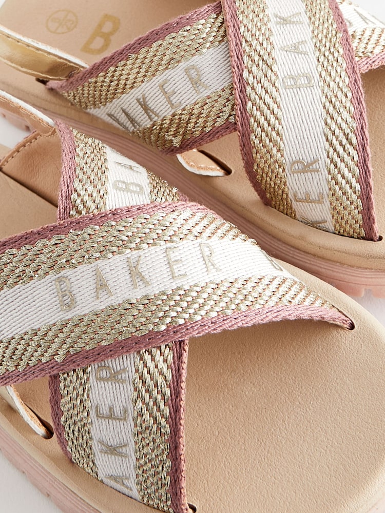 Baker by Ted Baker Girls Woven and Metallic Wedge Sandals - Image 6 of 6