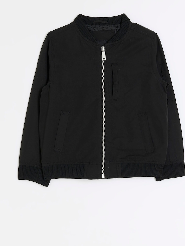 River Island Black Boys Smart Bomber Jacket - Image 1 of 3 River Island Black Boys Smart Bomber Jacket - Image 1 of 3