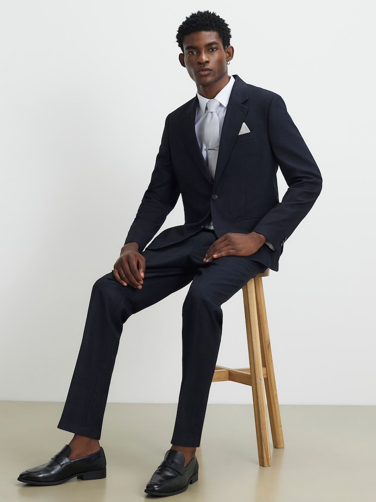 River Island Blue Check Suit Trousers - Image 1 of 4
