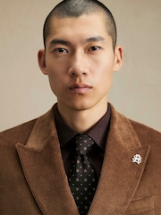 River Island Brown Corduroy Double Breasted Suit Jacket - Image 2 of 4