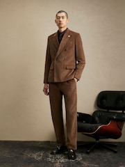 River Island Brown Corduroy Double Breasted Suit Jacket - Image 3 of 4
