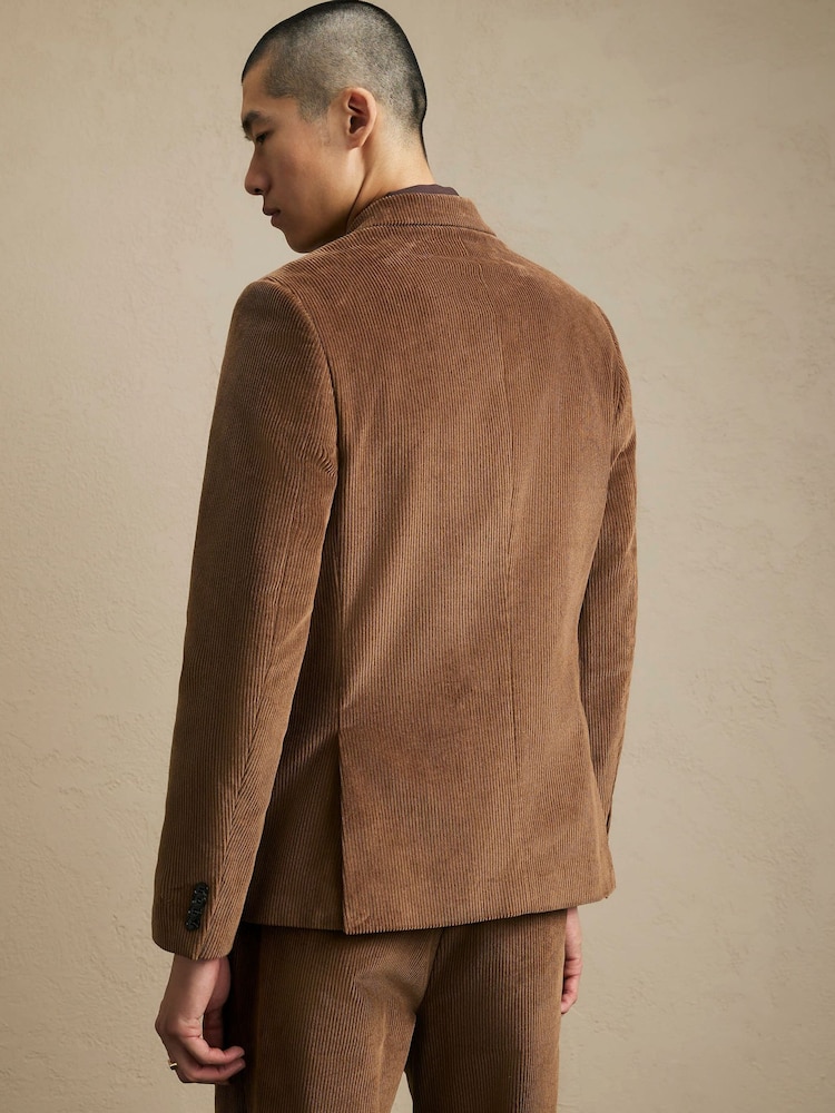 River Island Brown Corduroy Double Breasted Suit Jacket - Image 4 of 4