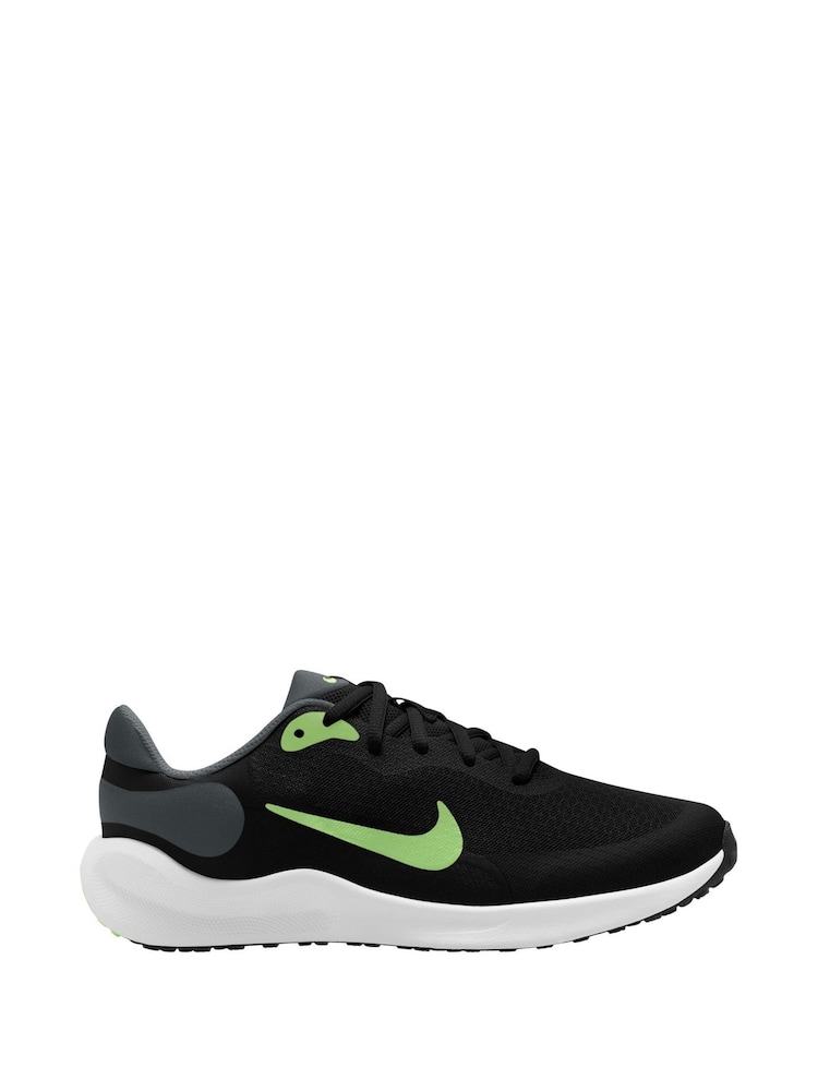 Nike Black Lime Youth Revolution 7 Trainers - Image 1 of 4