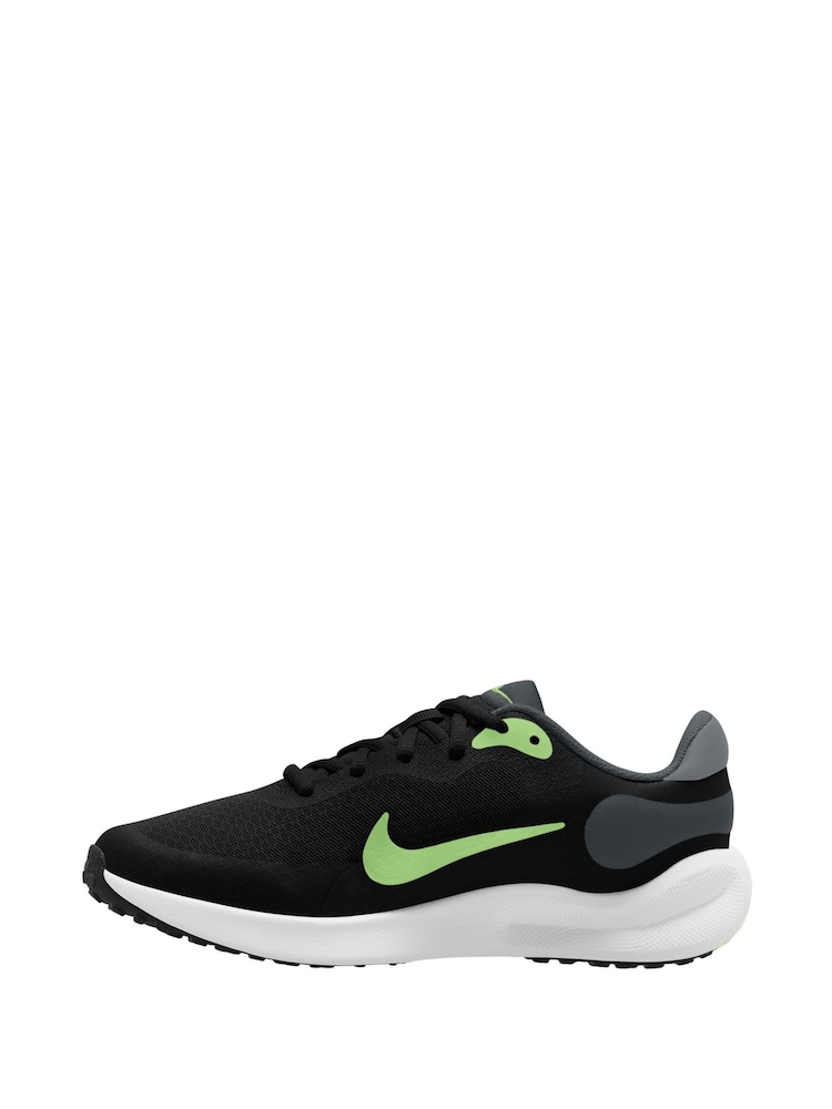 Nike Black Lime Youth Revolution 7 Trainers - Image 2 of 4