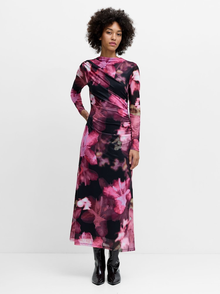 French Connection Black Talluah Tarrisa Mesh Midi Dress - Image 2 of 7 French Connection Black Talluah Tarrisa Mesh Midi Dress - Image 2 of 7