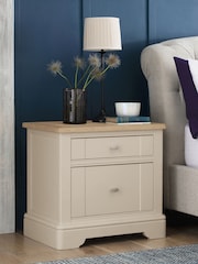 Stone Hampton Country Collection Luxe Painted Oak 2 Drawer Wide Bedside Table - Image 1 of 5