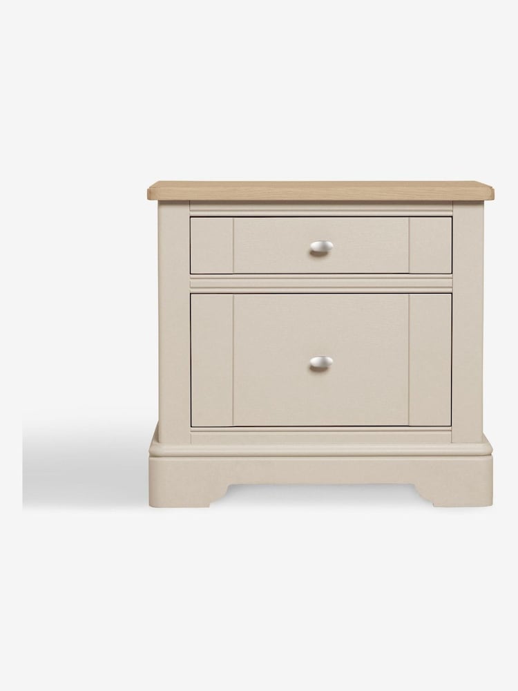 Stone Hampton Country Collection Luxe Painted Oak 2 Drawer Wide Bedside Table - Image 2 of 5
