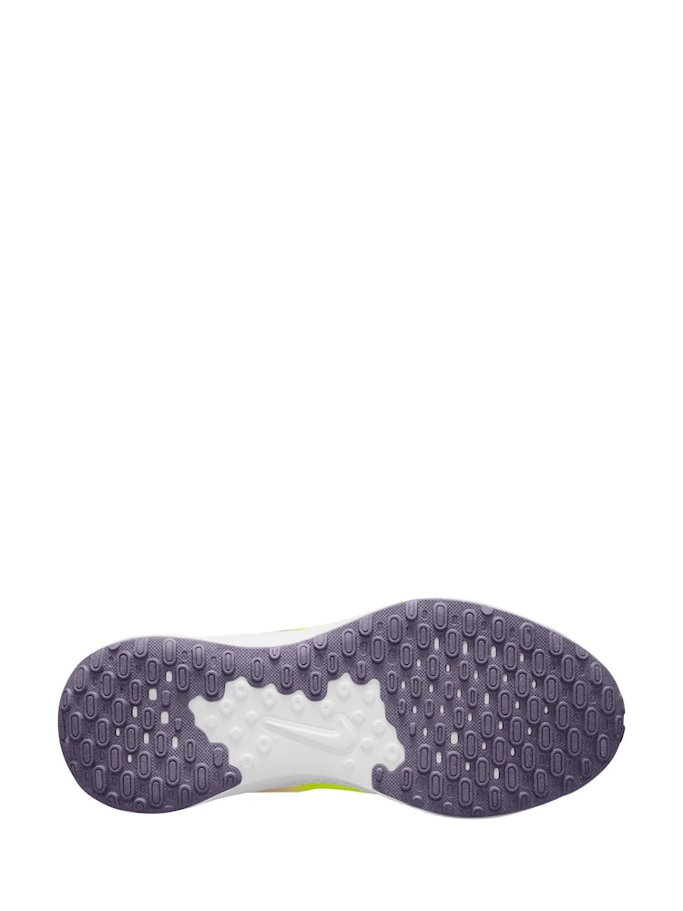 Nike White/Lime Revolution 7 Road Running Trainers - Image 4 of 4