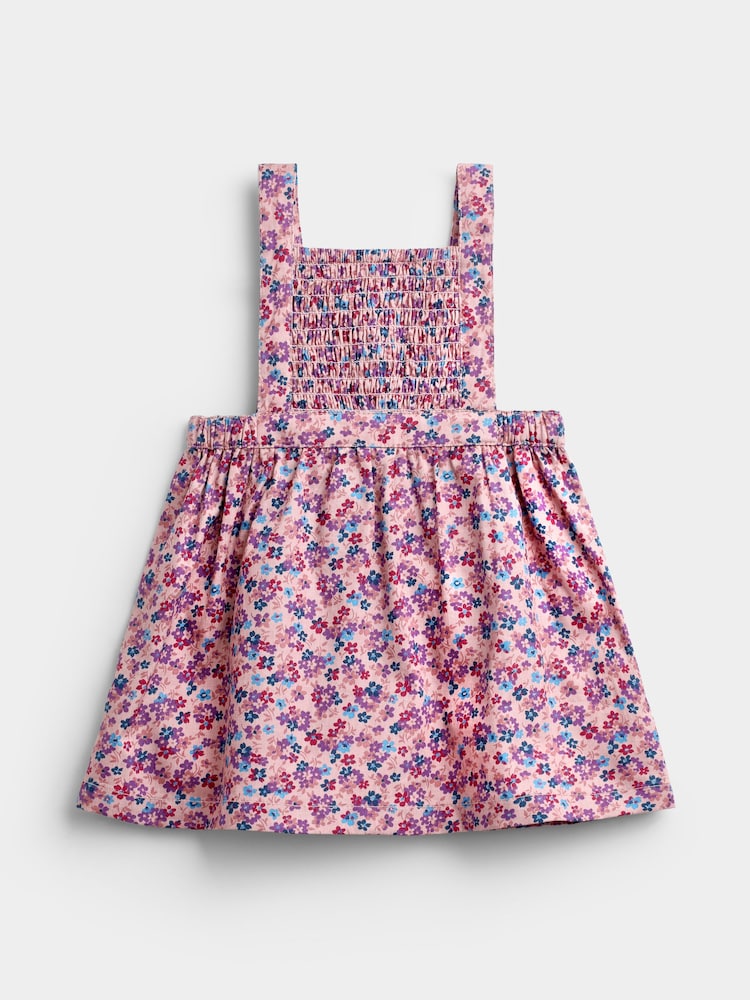 JoJo Maman Bébé Pink Ditsy Floral Smocked Pinny Dress & Body Set - Image 2 of 6 JoJo Maman Bébé Pink Ditsy Floral Smocked Pinny Dress & Body Set - Image 2 of 6