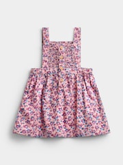 JoJo Maman Bébé Pink Ditsy Floral Smocked Pinny Dress & Body Set - Image 3 of 6