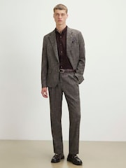 River Island Brown Slim Fit Textured Suit Trousers - Image 1 of 4