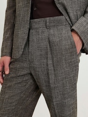 River Island Brown Slim Fit Textured Suit Trousers - Image 2 of 4
