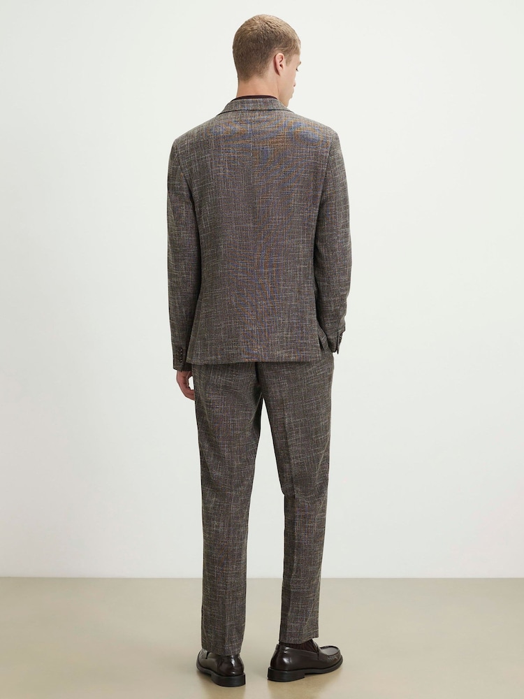 River Island Brown Slim Fit Textured Suit Trousers - Image 4 of 4 River Island Brown Slim Fit Textured Suit Trousers - Image 4 of 4
