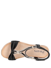 Pavers Black Embellished Knot Detail Elasticated Sandals - Image 3 of 5