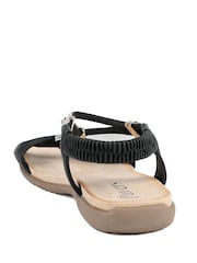 Pavers Black Embellished Knot Detail Elasticated Sandals - Image 4 of 5