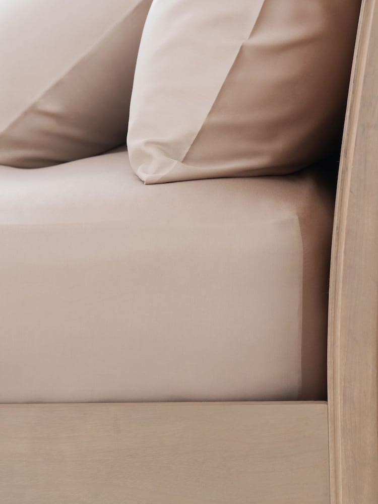 Natural Deep Fitted Collection Luxe 200 Thread Count 100% Egyptian Cotton Percale Sheet - Image 1 of 1