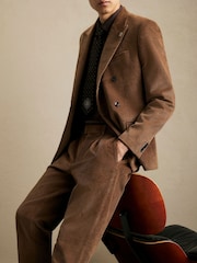 River Island Brown Corduroy Suit Trousers - Image 2 of 3
