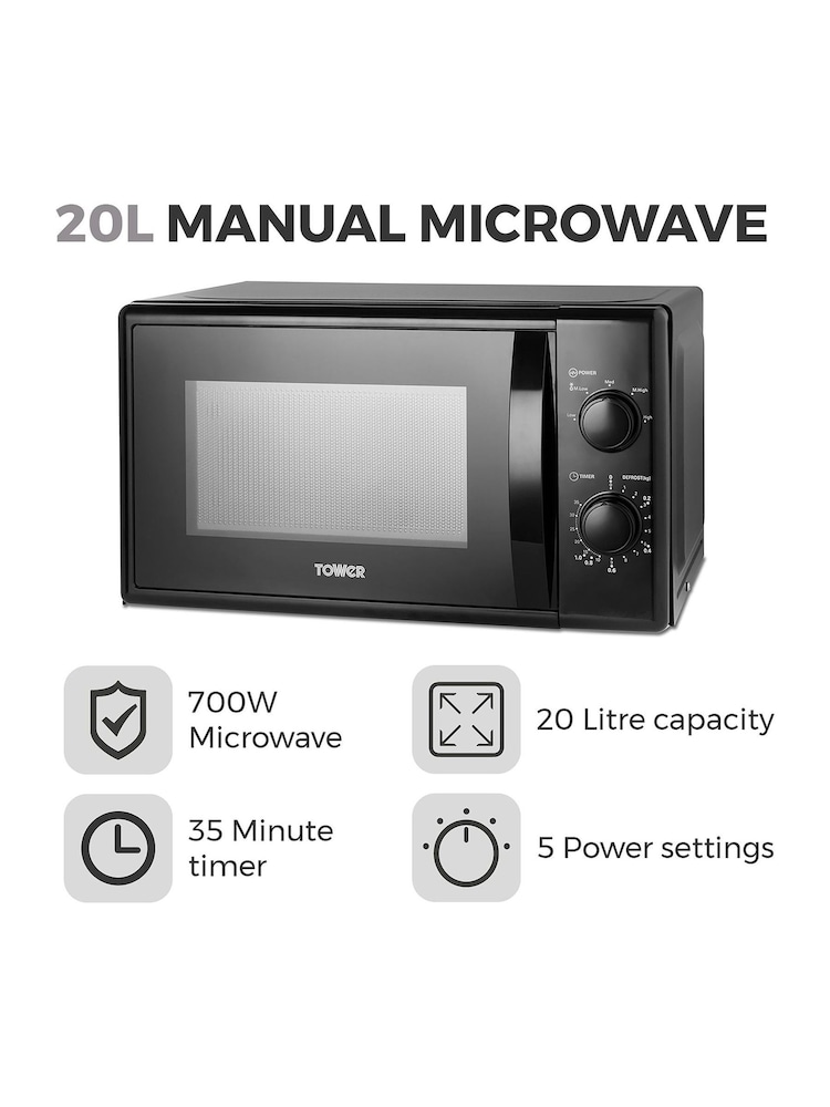 Tower Black 20L 700W Microwave - Image 2 of 8
